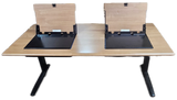 KI desk table workstation with lockable laptop compartments