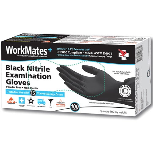 WorkMates+ XLarge Black Nitrile Gloves
